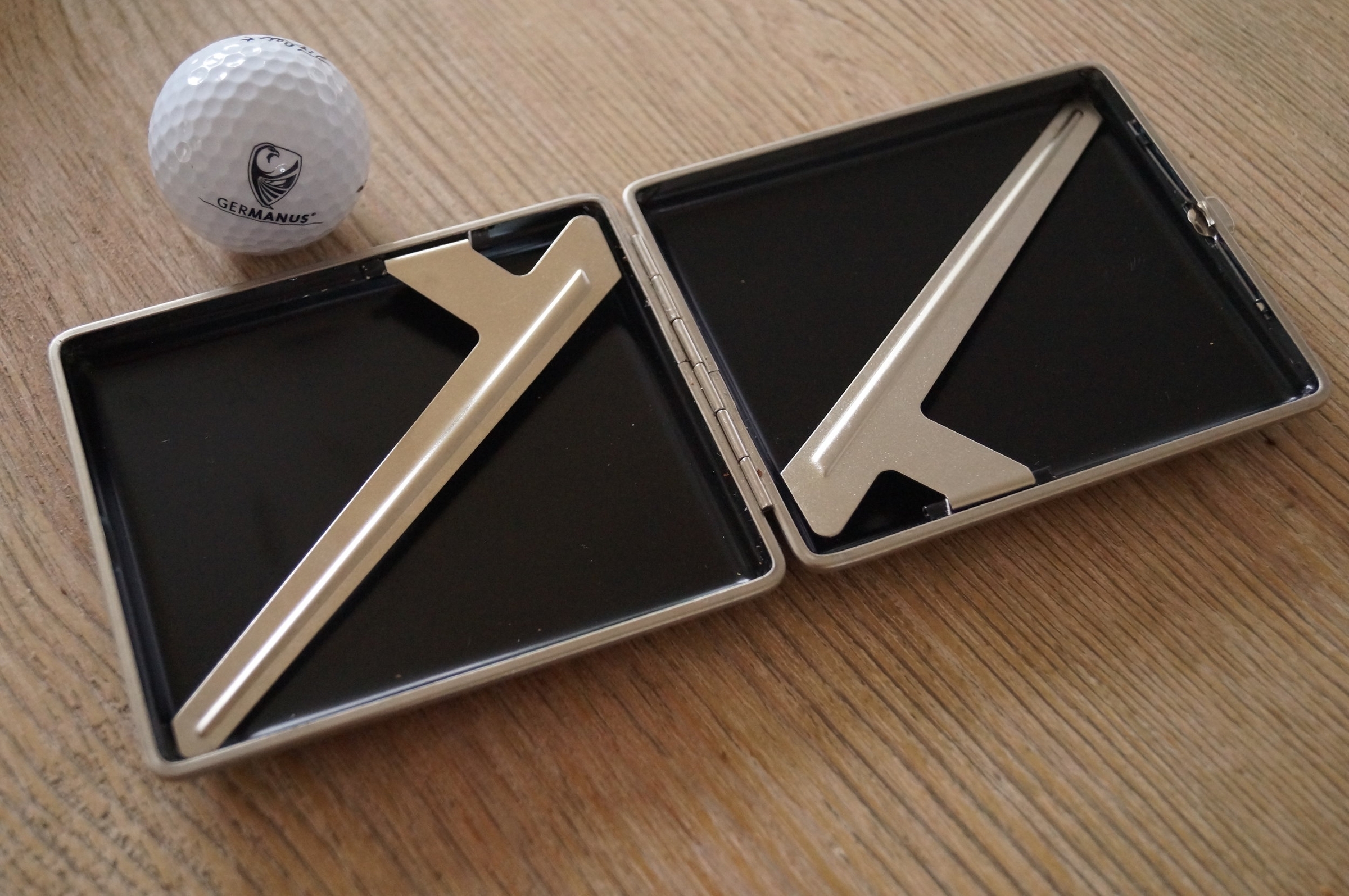 GERMANUS Cigarette Case Metal with Leather Application - Made in Germany - Design Leather Black, 100 mm