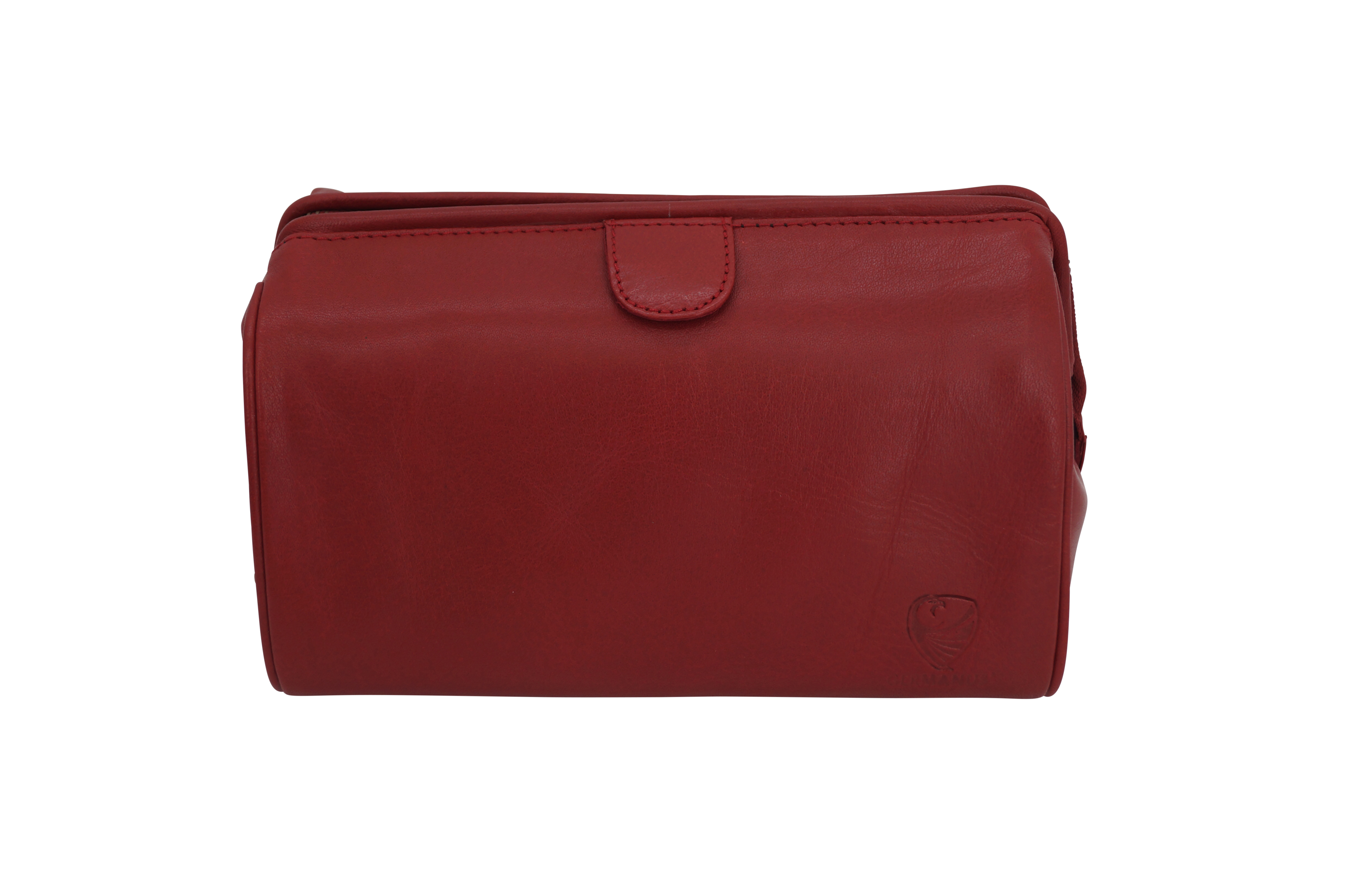 Handmade cosmetic bag Elin, cosmetic case and toiletry bag made of thick leather, red