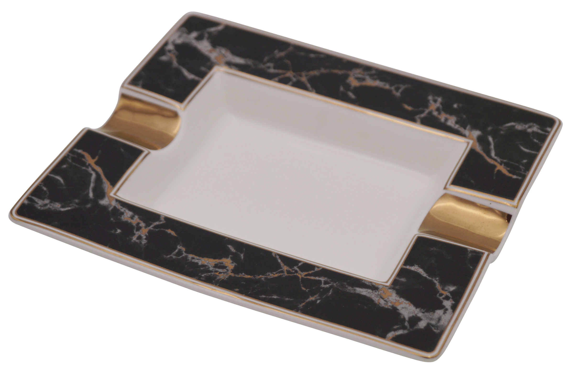 GERMANUS Porcelain Cigar Ashtray from Genuine Porcelain - Marble Nero