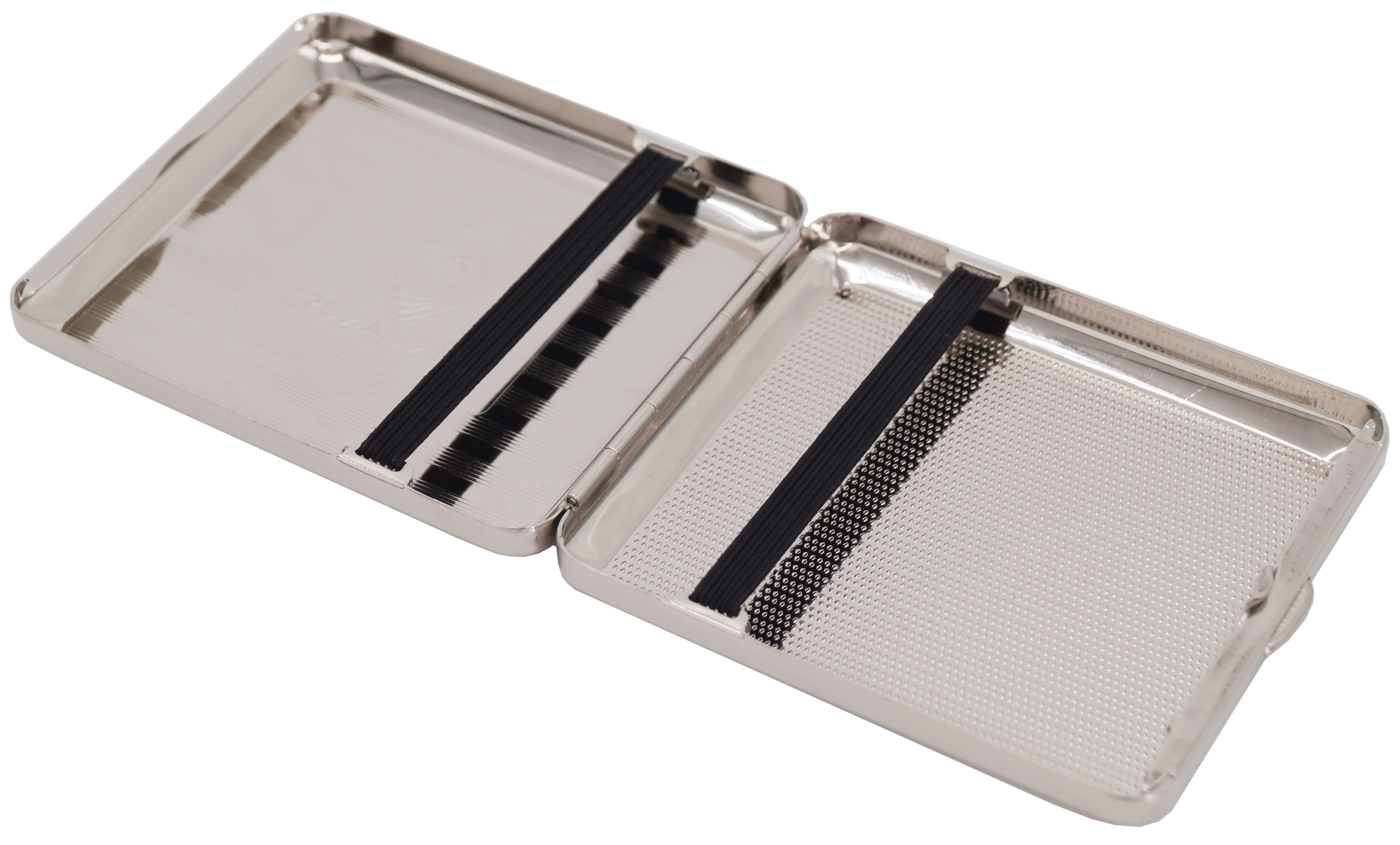 GERMANUS Zigarettenetui Basis aus Metall, Silber Chrom