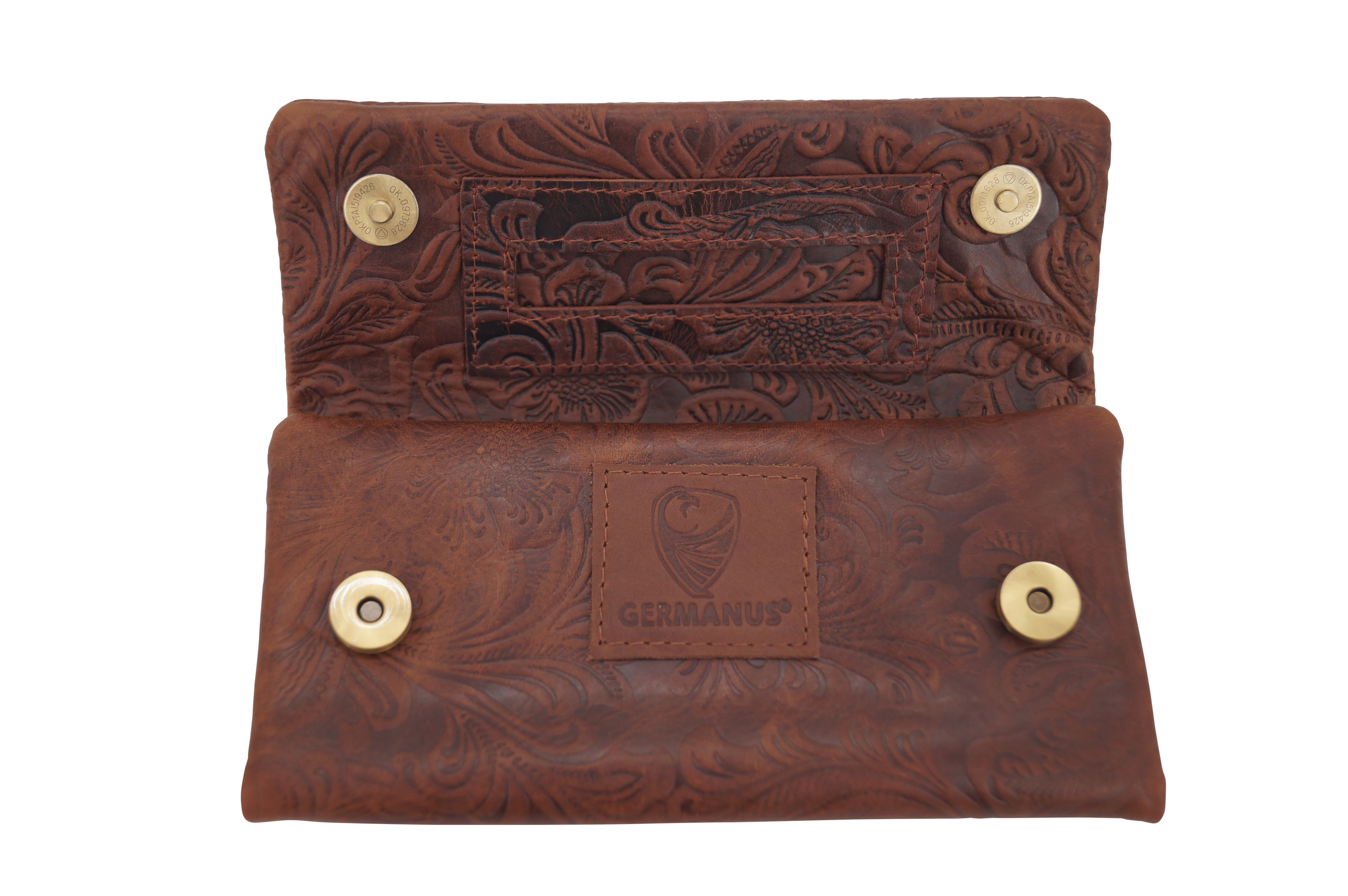 GERMANUS Tabaktasche Pouch Cosarara - Made in EU - Flower Braun