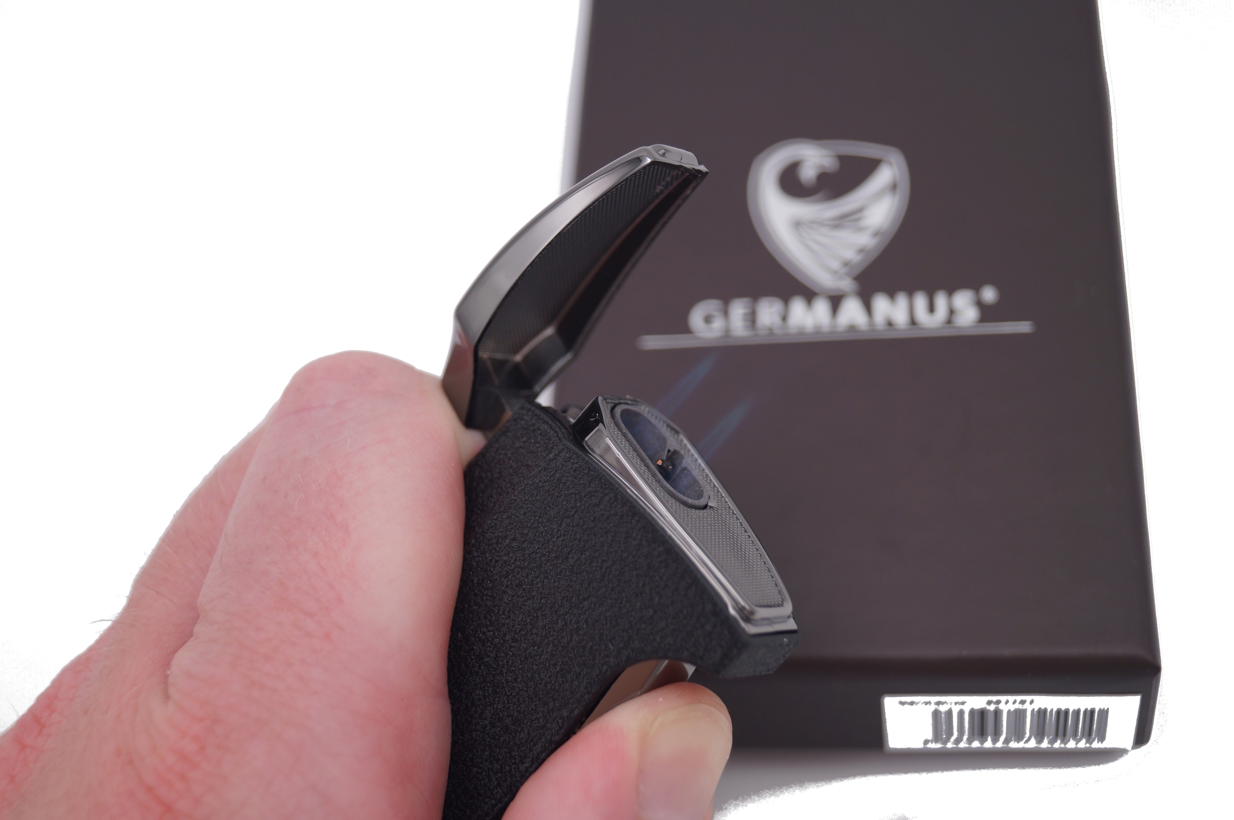 GERMANUS Jetflame Feuerzeug Stick II mit 2 Flammen für Zigarren, Schwarz