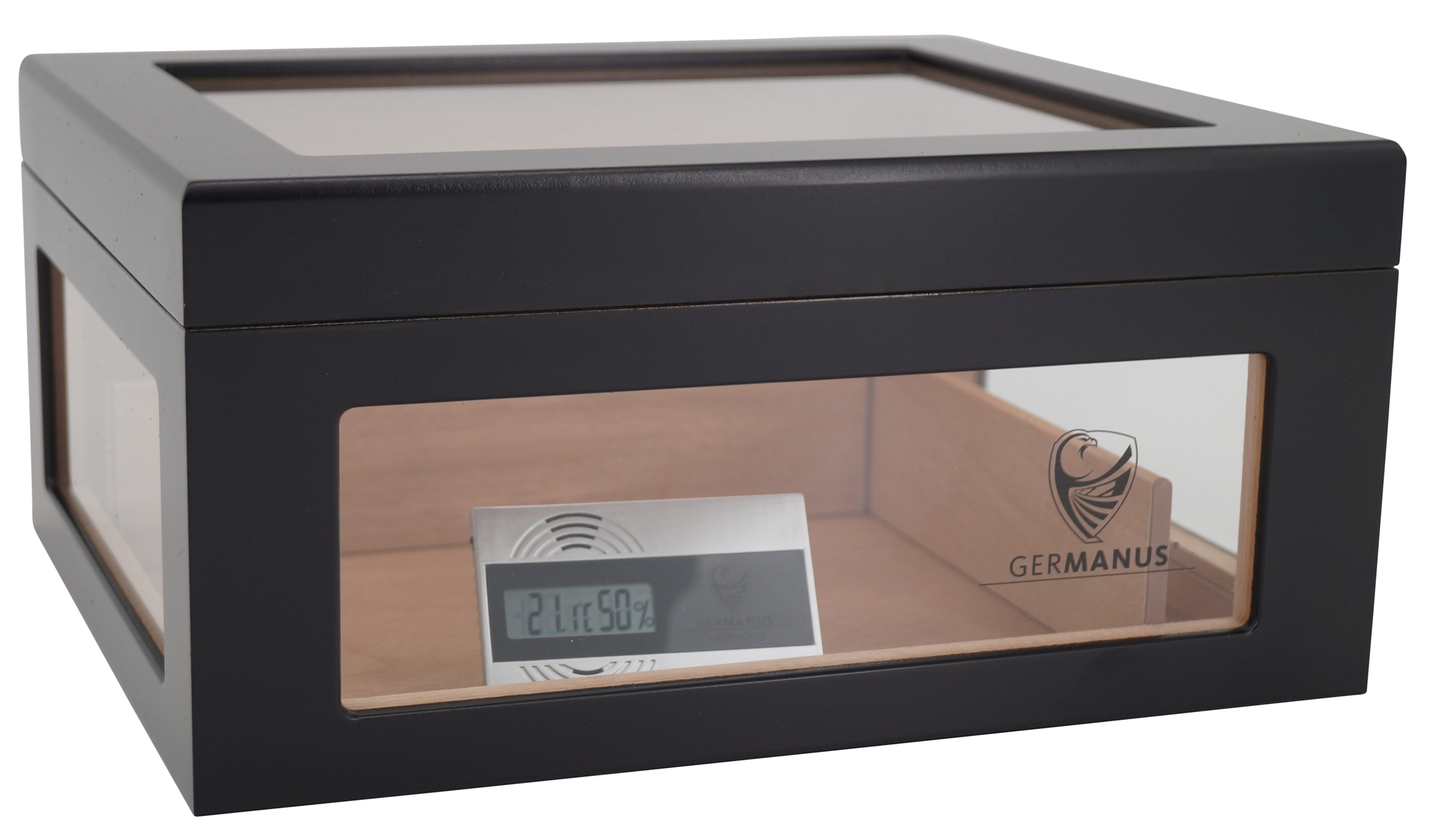 GERMANUS Humidor Truhe Oro mit Sichtfenster