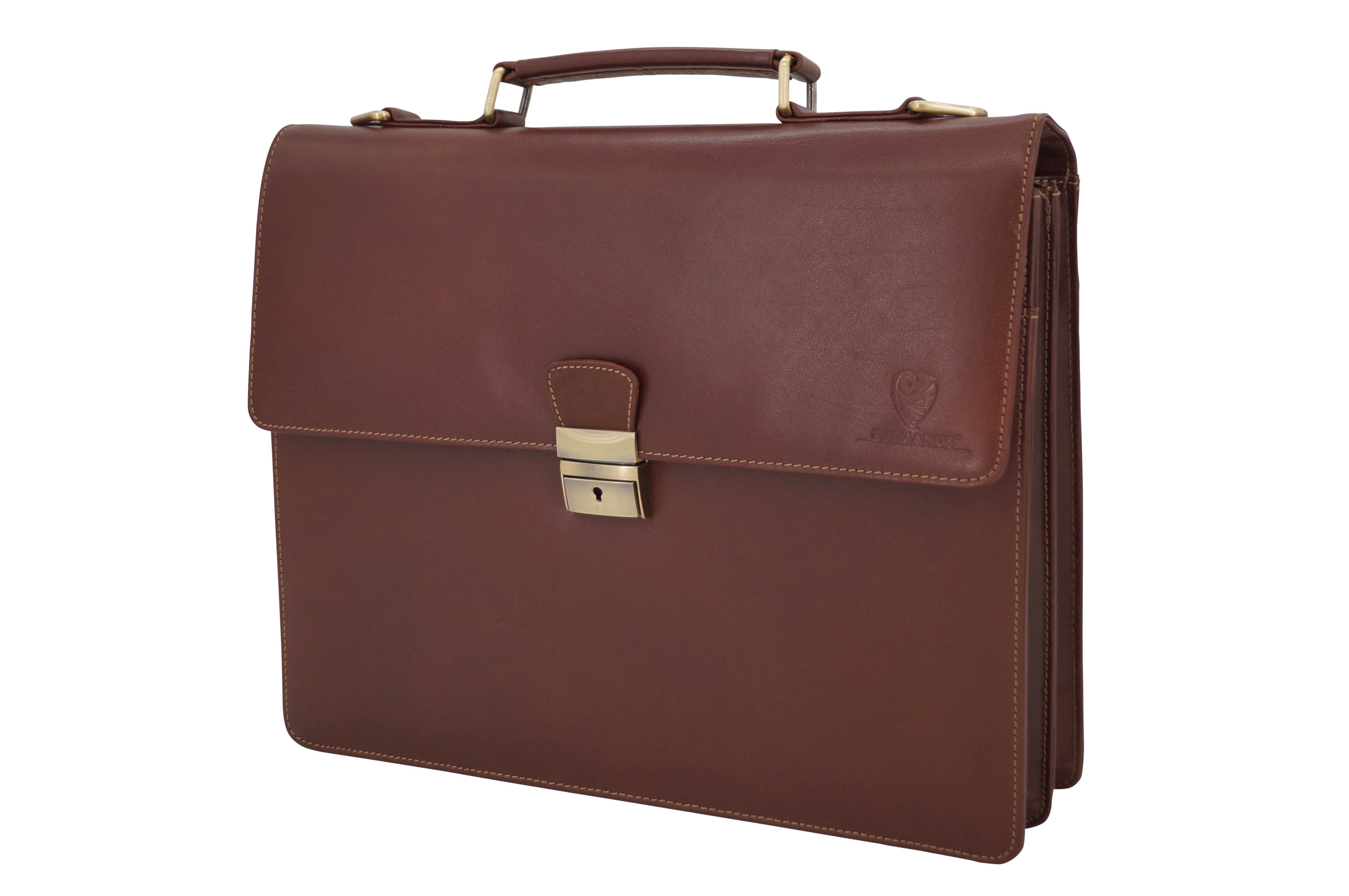 GERMANUS Gabriel leather briefcase, Dark Brown