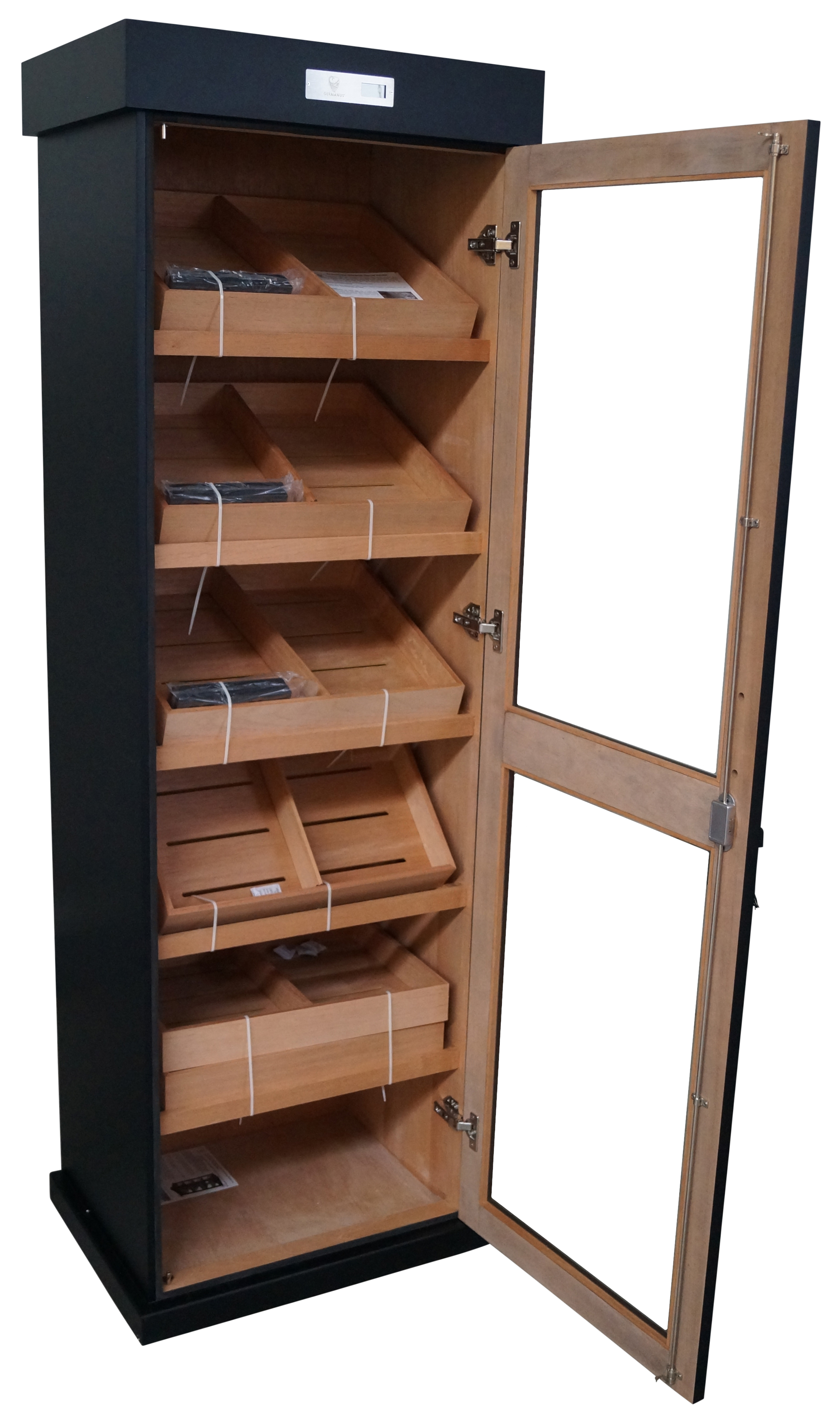 GERMANUS Cigar Humidor Cabinet Quad with GERMANUS Humidifier und GERMANUS Digital hygrometer