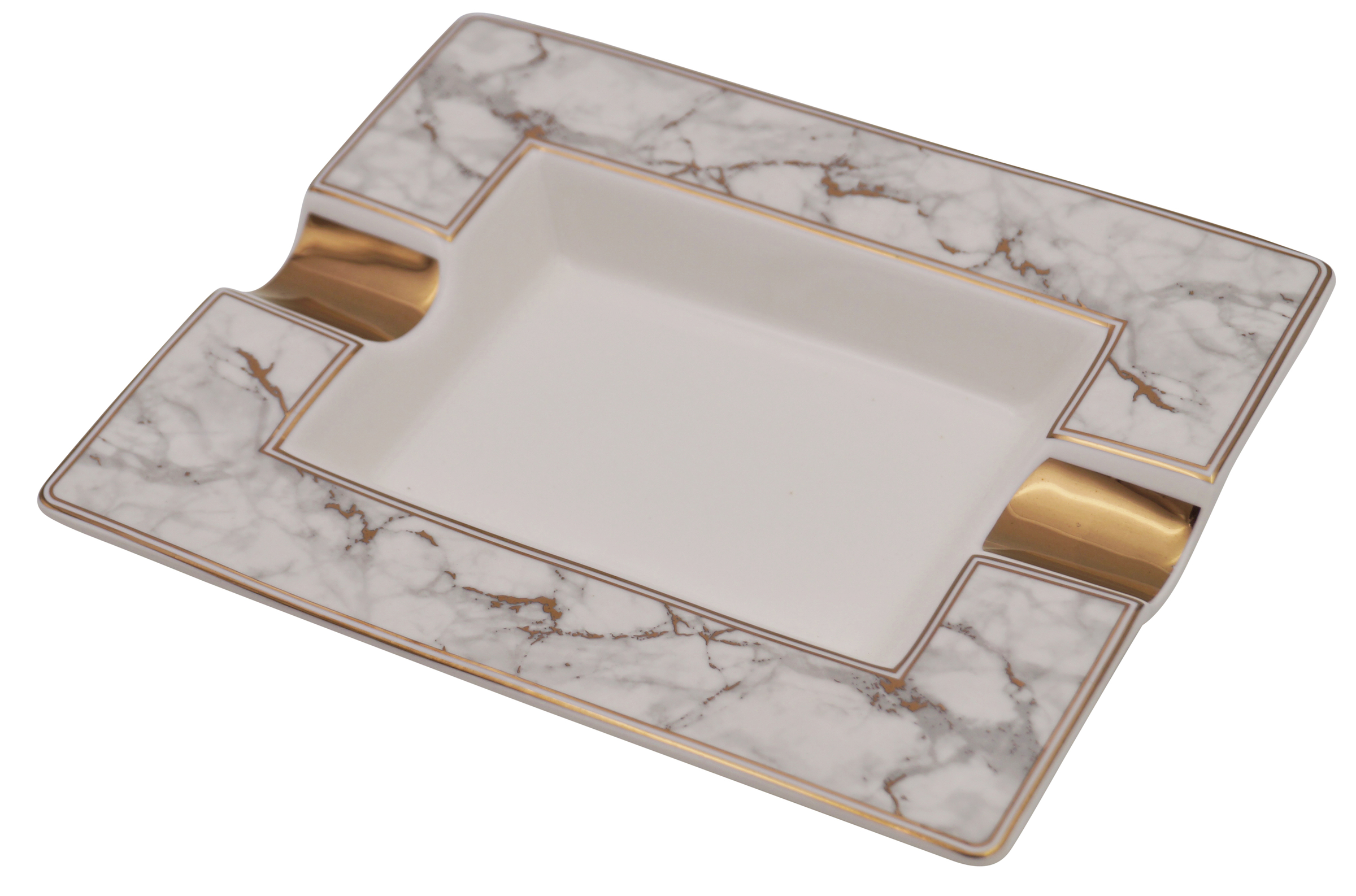 GERMANUS Porcelain Cigar Ashtray from Genuine Porcelain - Marble Bianco