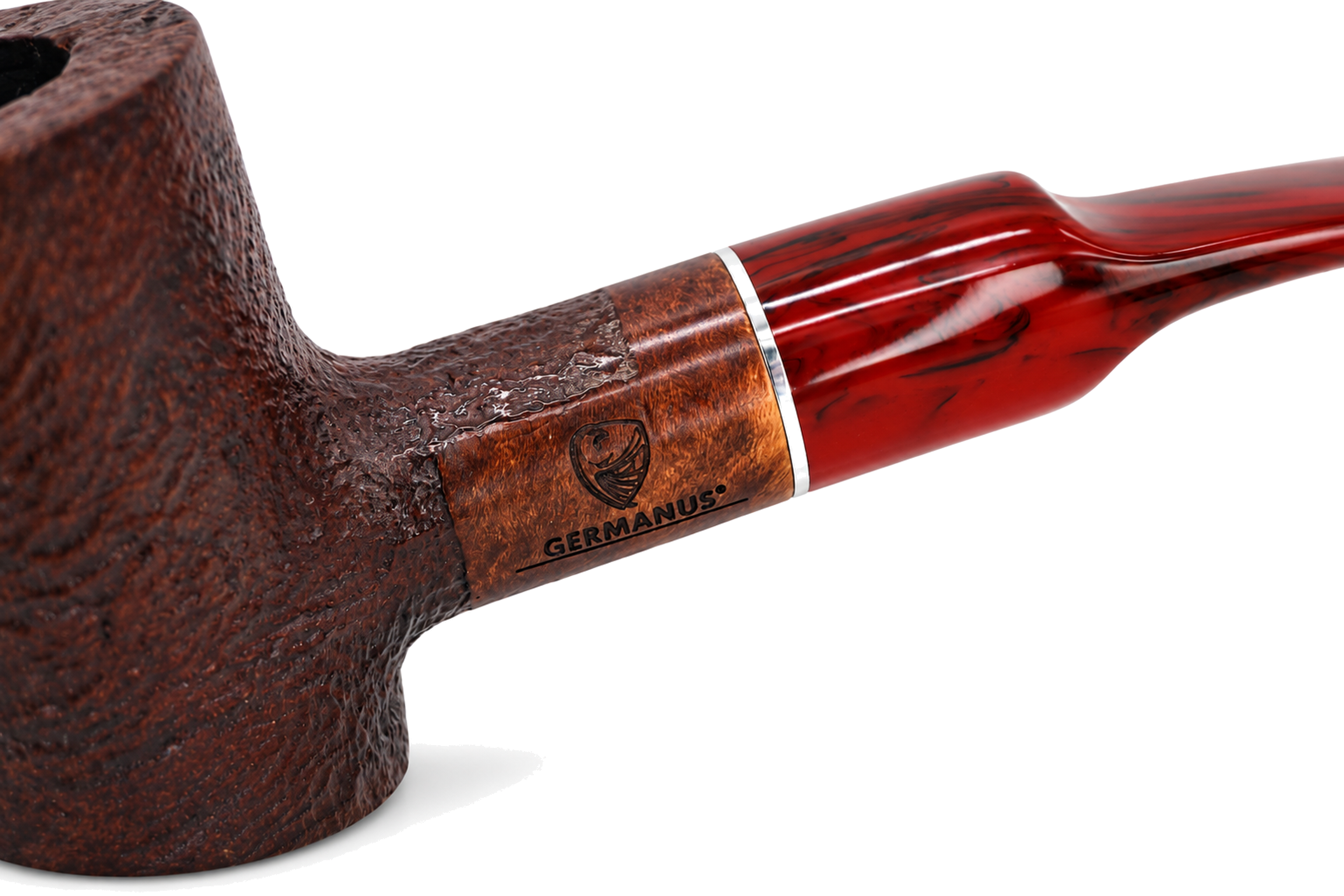 GERMANUS Pipe Poker , Sandblast, brown with a ruby-red mouthpiece