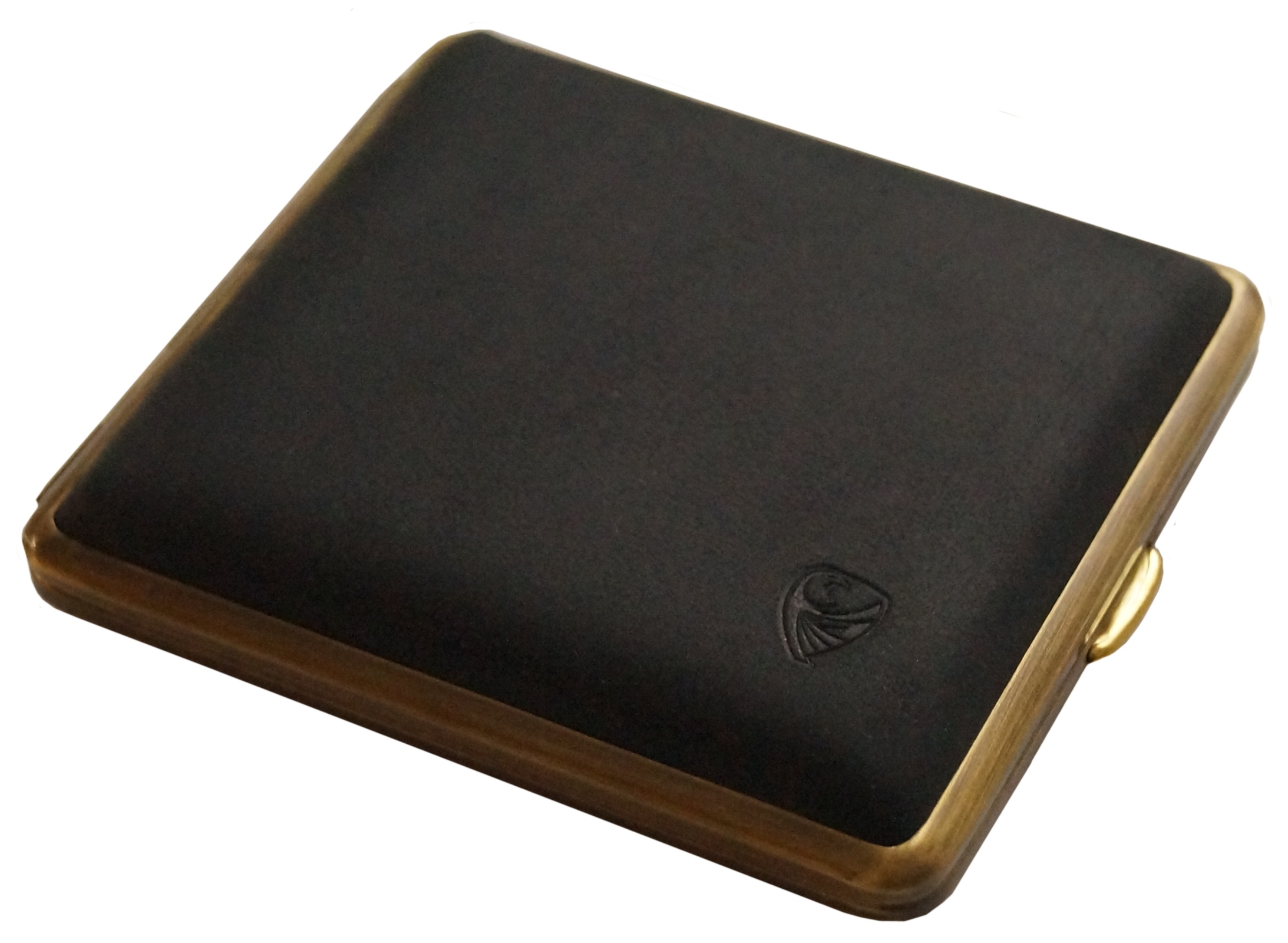 GERMANUS Zigarettenetui Metall Korpus mit Leder Bezug - Made in Germany  - Design Schwarzes Rind
