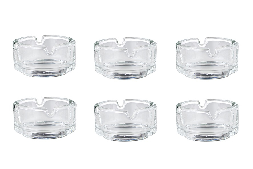 6 x Aschenbecher Glas für Zigaretten, klein