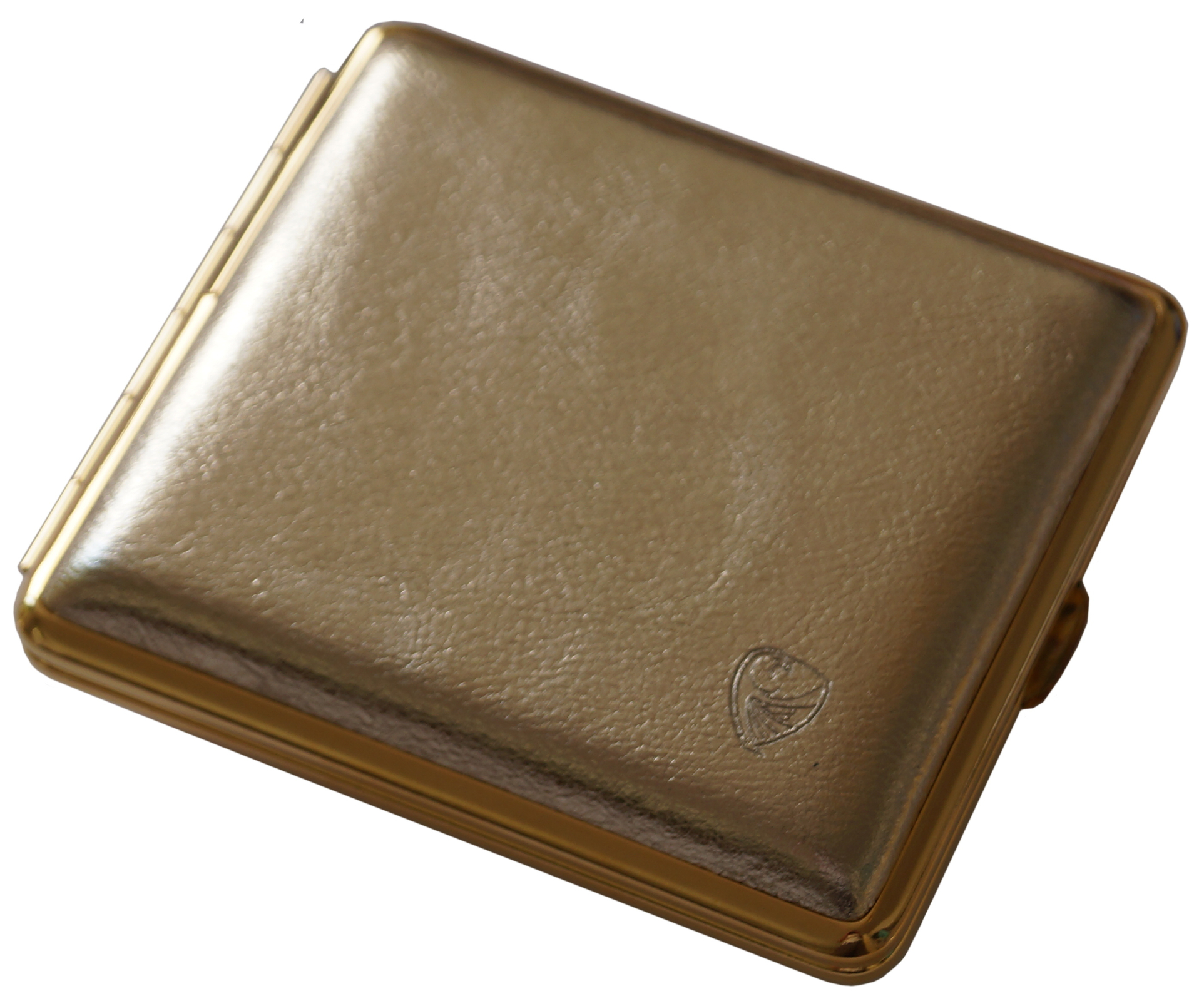 GERMANUS Zigarettenetui Metall Korpus mit Leder Bezug - Made in Germany  - Design Gold Leder III