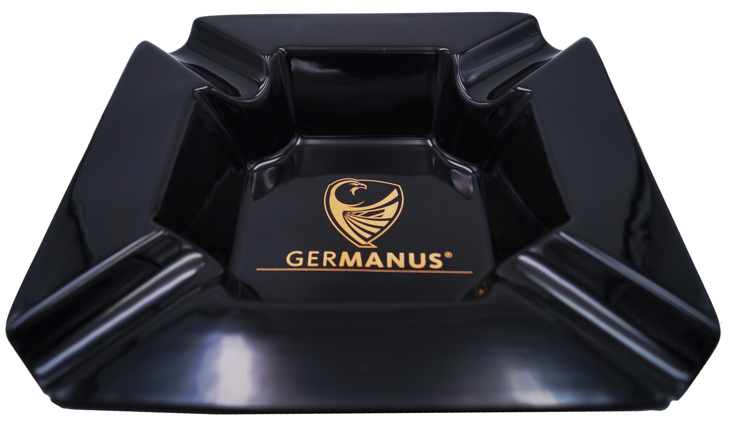 GERMANUS Zigarrenascher aus Porzellan - Schwarz Gold - Monument I