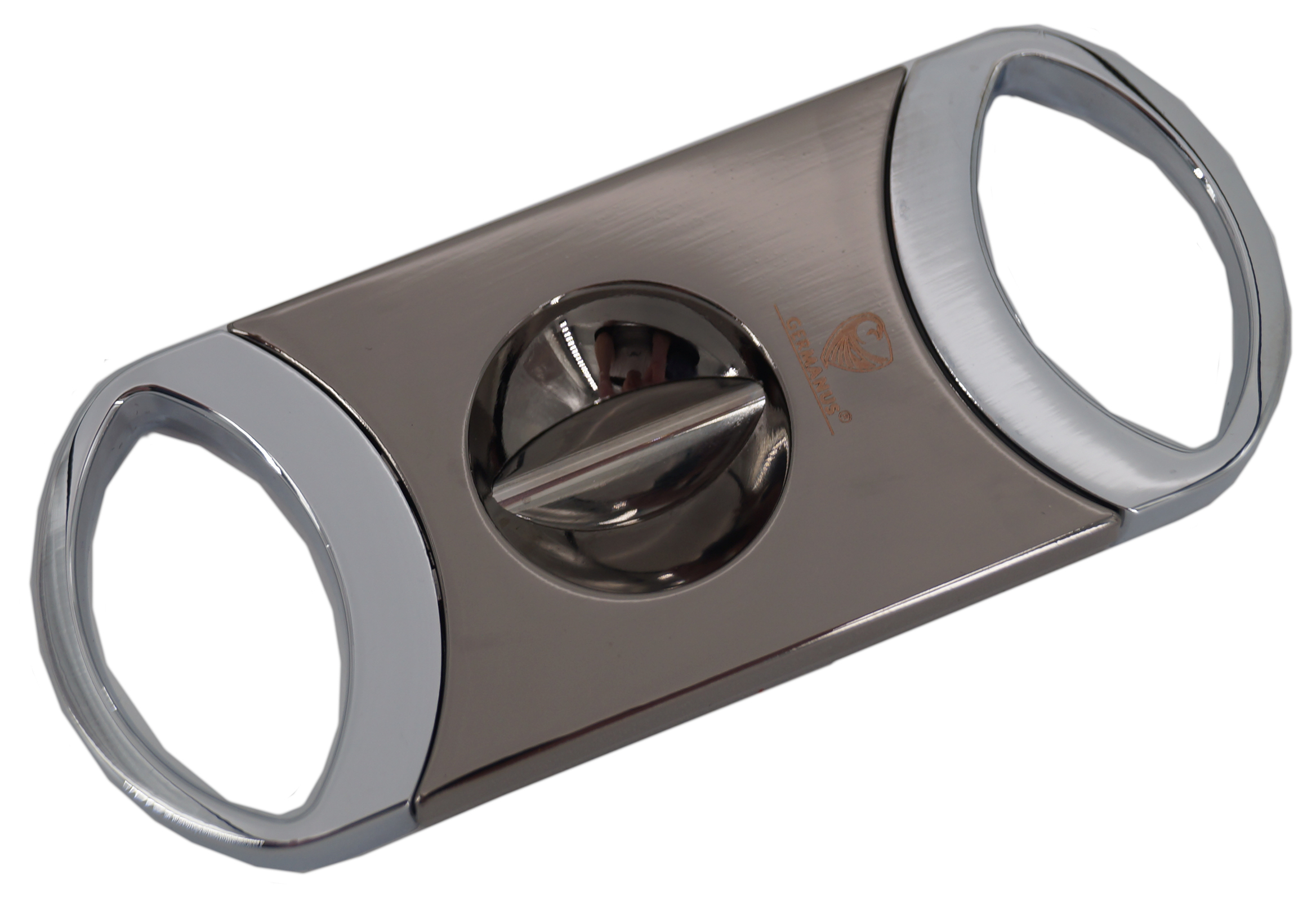 GERMANUS Zigarren V-Cutter Kerbschneider mit V-Cut, silbergrau