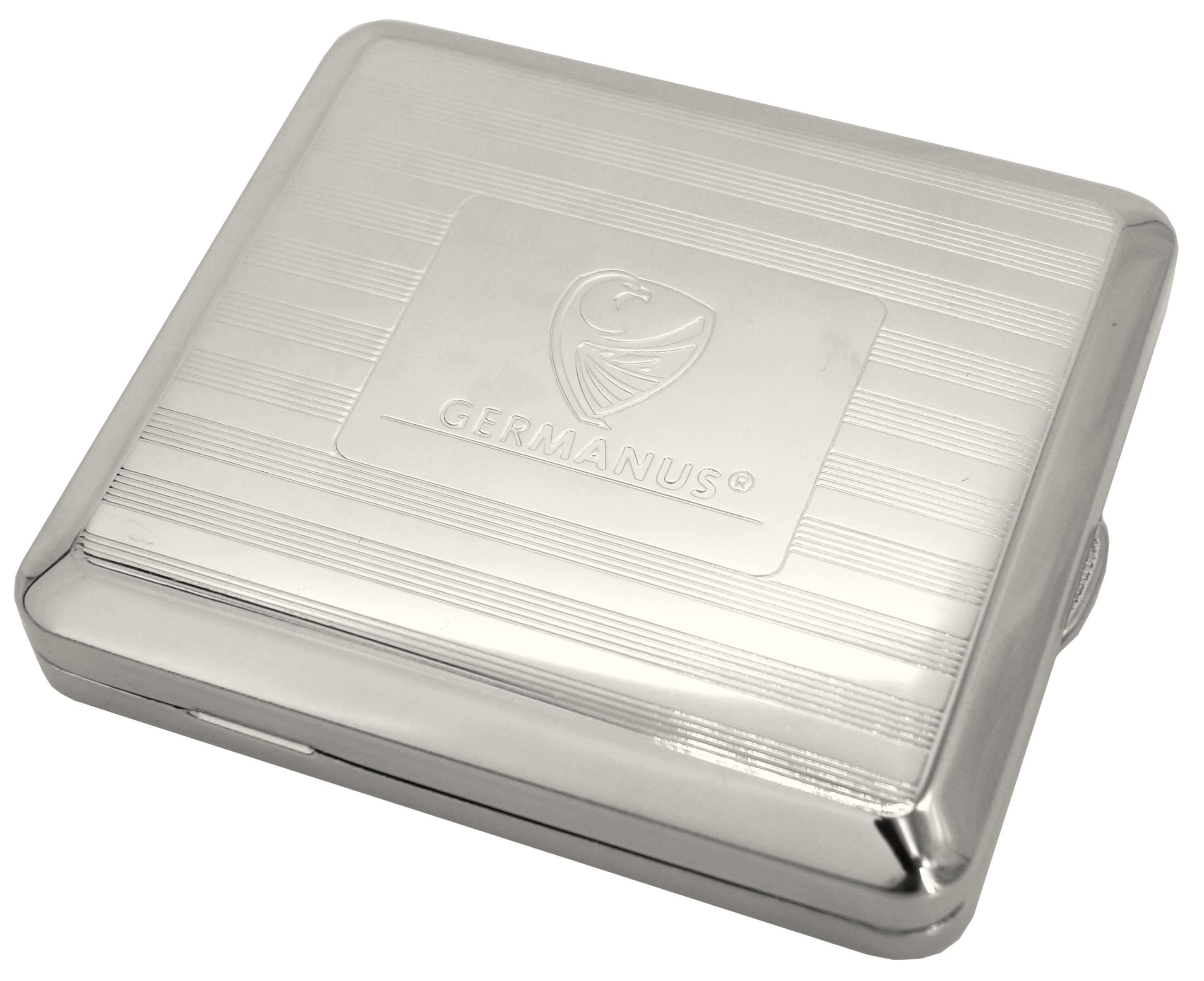 GERMANUS Zigarettenetui Basis aus Metall, Silber Chrom
