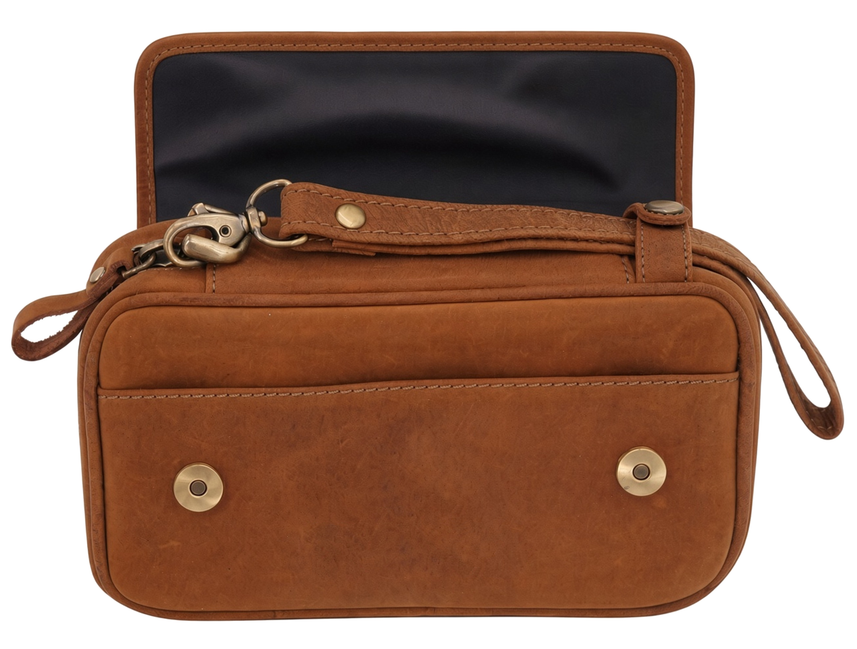 GERMANUS Genuine Leather Pipe Bag Case Horstchen for 3 Smoking Pipes, 20 x 12 x 6 cm, Removable Tobacco Pouch, Zipper Compartment