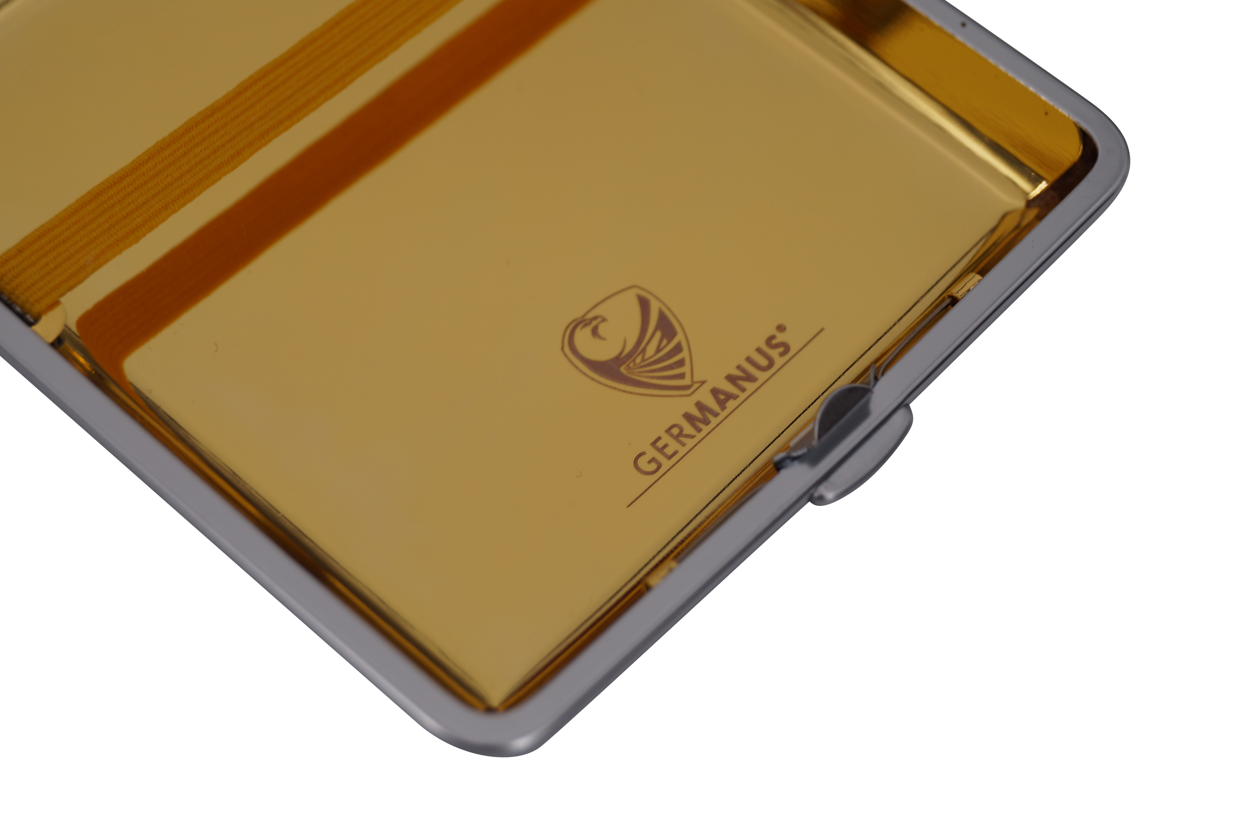GERMANUS Zigarettenetui Metall Korpus mit Leder Bezug - Design Wildes Rind IV