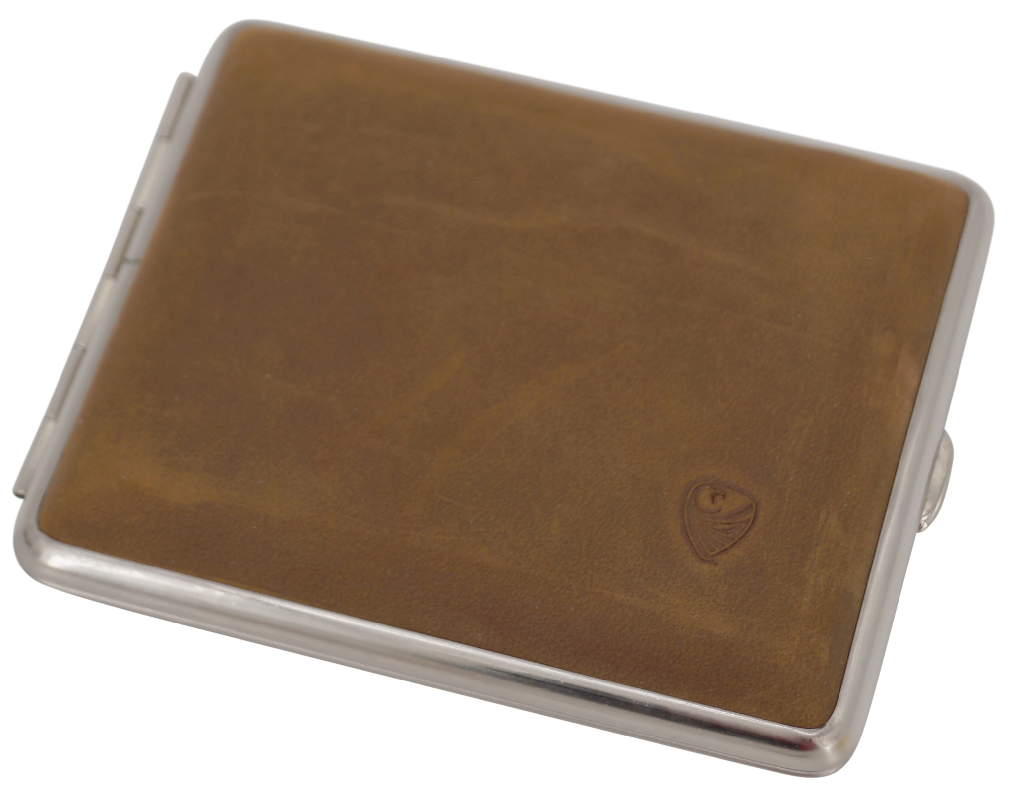 GERMANUS Toscano Zigarrenetui Stahl Korpus mit Leder Bezug - Made in Germany  - Design Wildes Rind Toscano