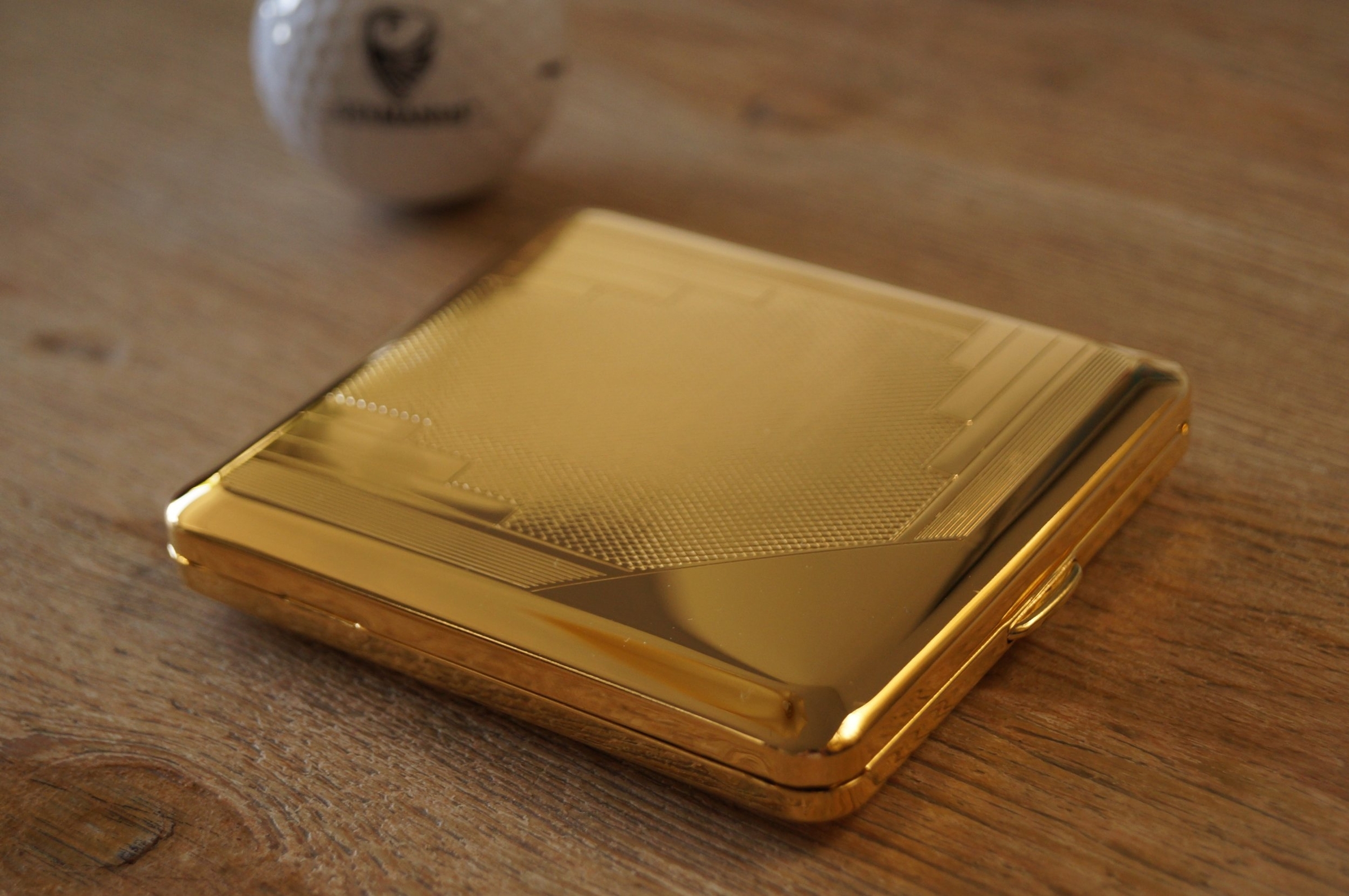 GERMANUS Zigaretten Etui - Echt Gold - Made in Germany - Design Raster