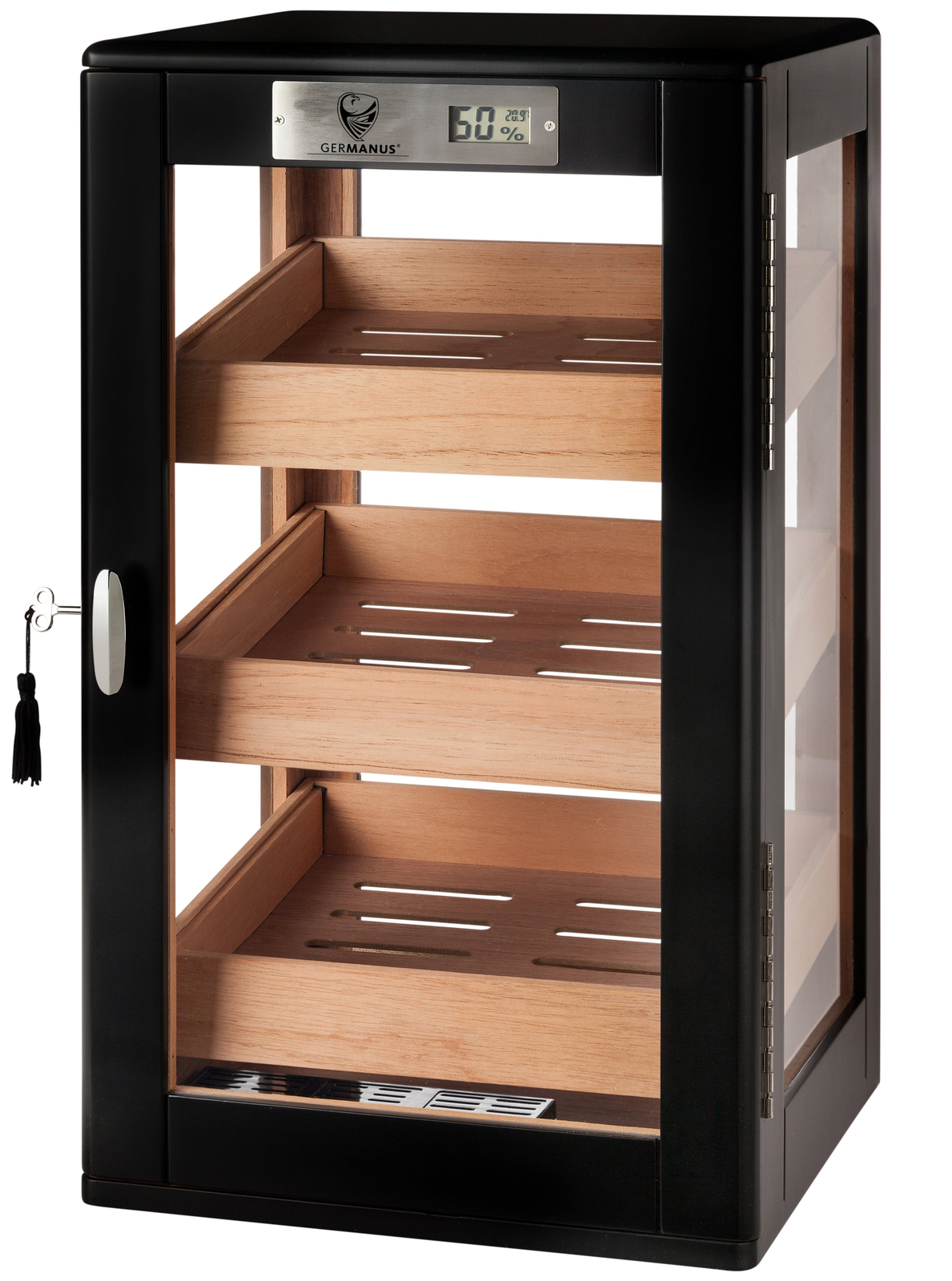Humidor Schrank '22 für ca. 200 Zigarren mit Digitalhygrometer - Schwarz