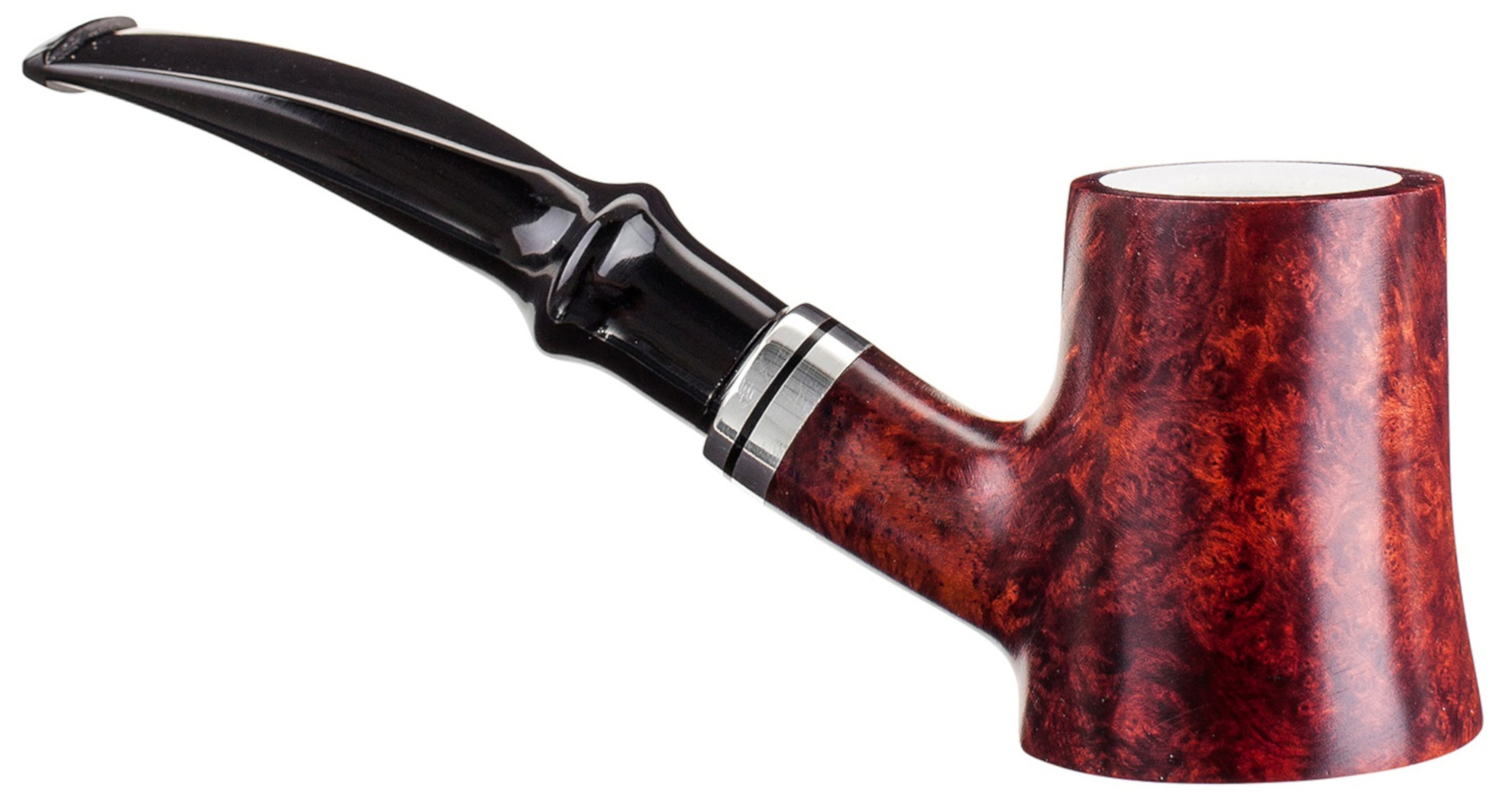 GERMANUS Pfeife Nr. 17 Poker selbst stehend mit Meerschaum Einsatz - Made in Italy