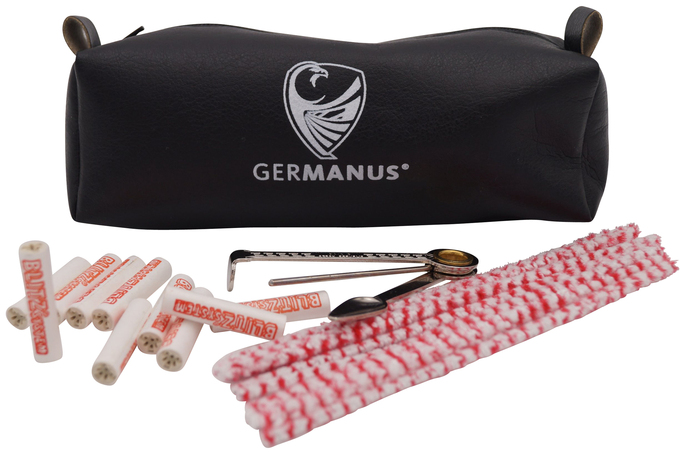 GERMANUS Pfeife Nr. 17 Poker selbst stehend mit Meerschaum Einsatz Sand - Made in Italy