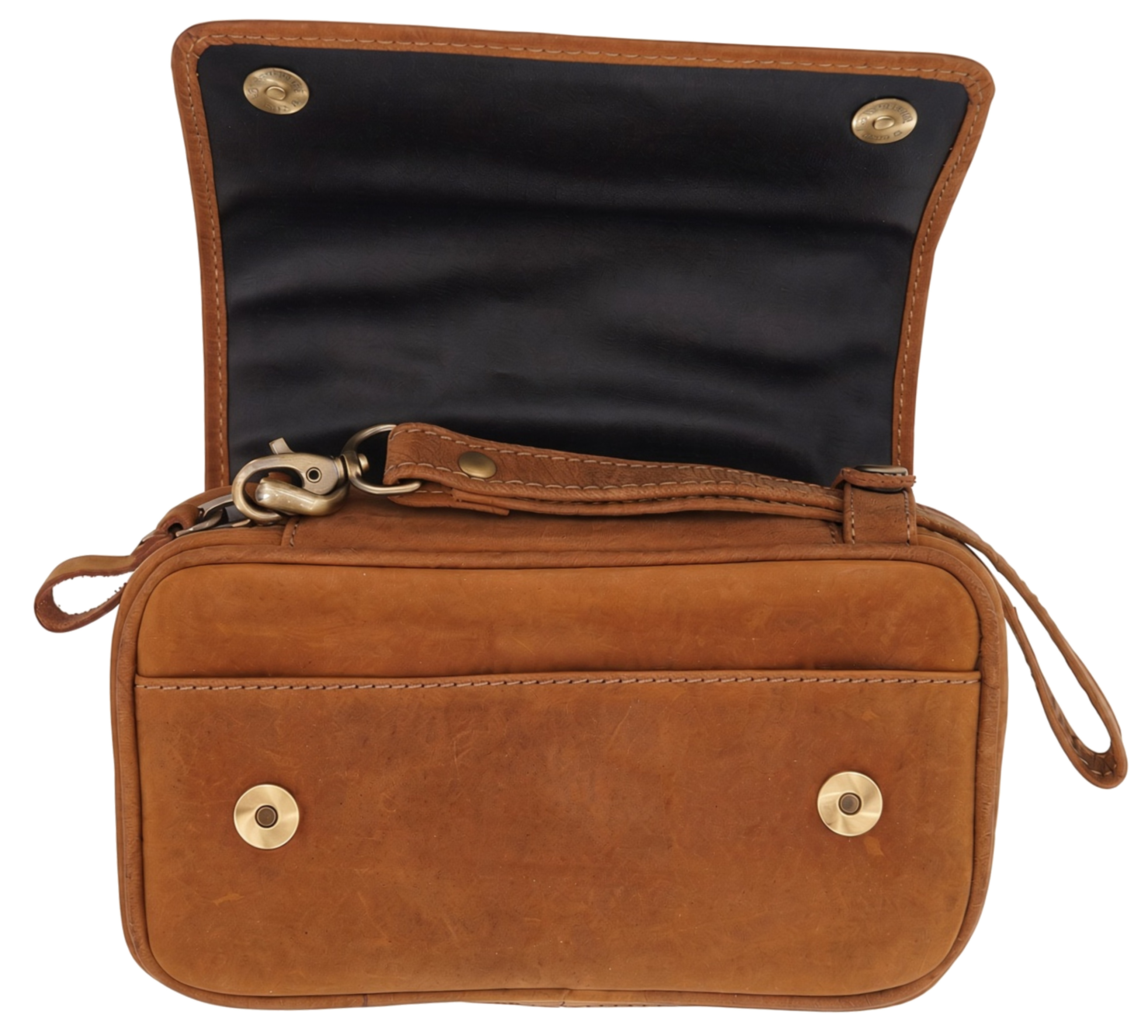 GERMANUS Genuine Leather Pipe Bag Case Horstchen for 3 Smoking Pipes, 20 x 12 x 6 cm, Removable Tobacco Pouch, Zipper Compartment