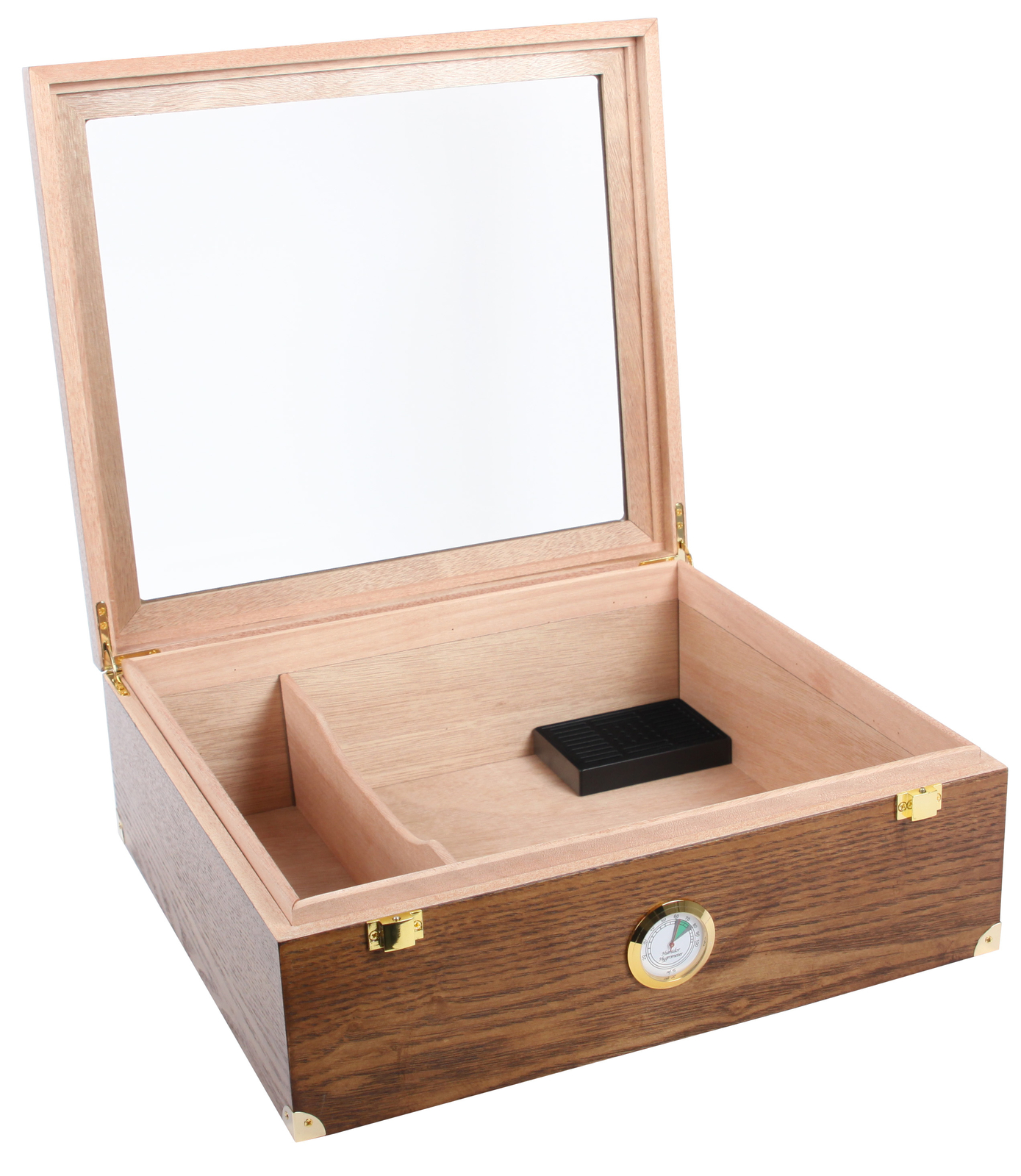Sonderangebot: Humidor für 100 Zigarren in braun mit Beschlägen und Glasfenster