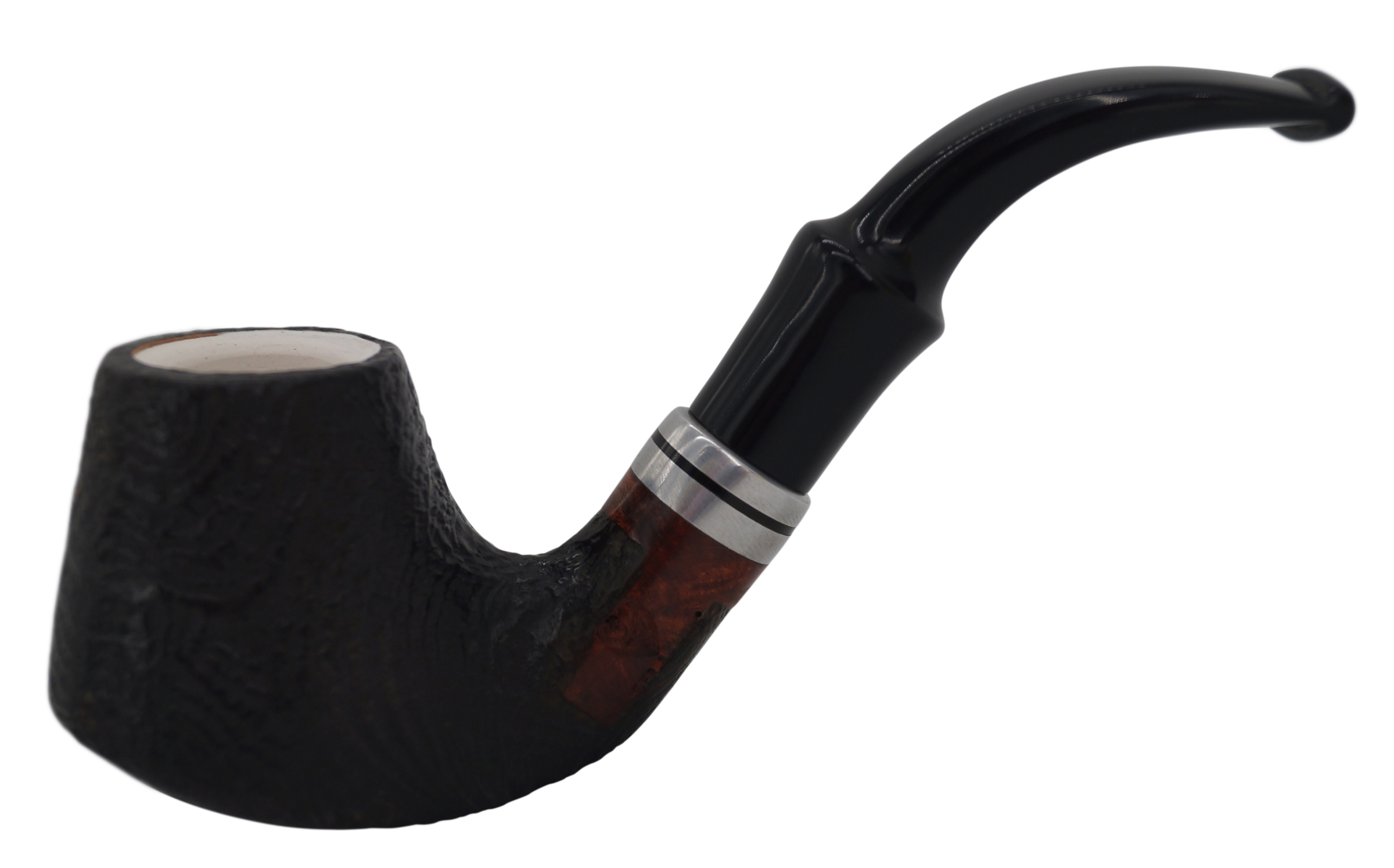 GERMANUS Pfeife Nr. 14 mit Meerschaum Einsatz, Selbst stehend, Sand
