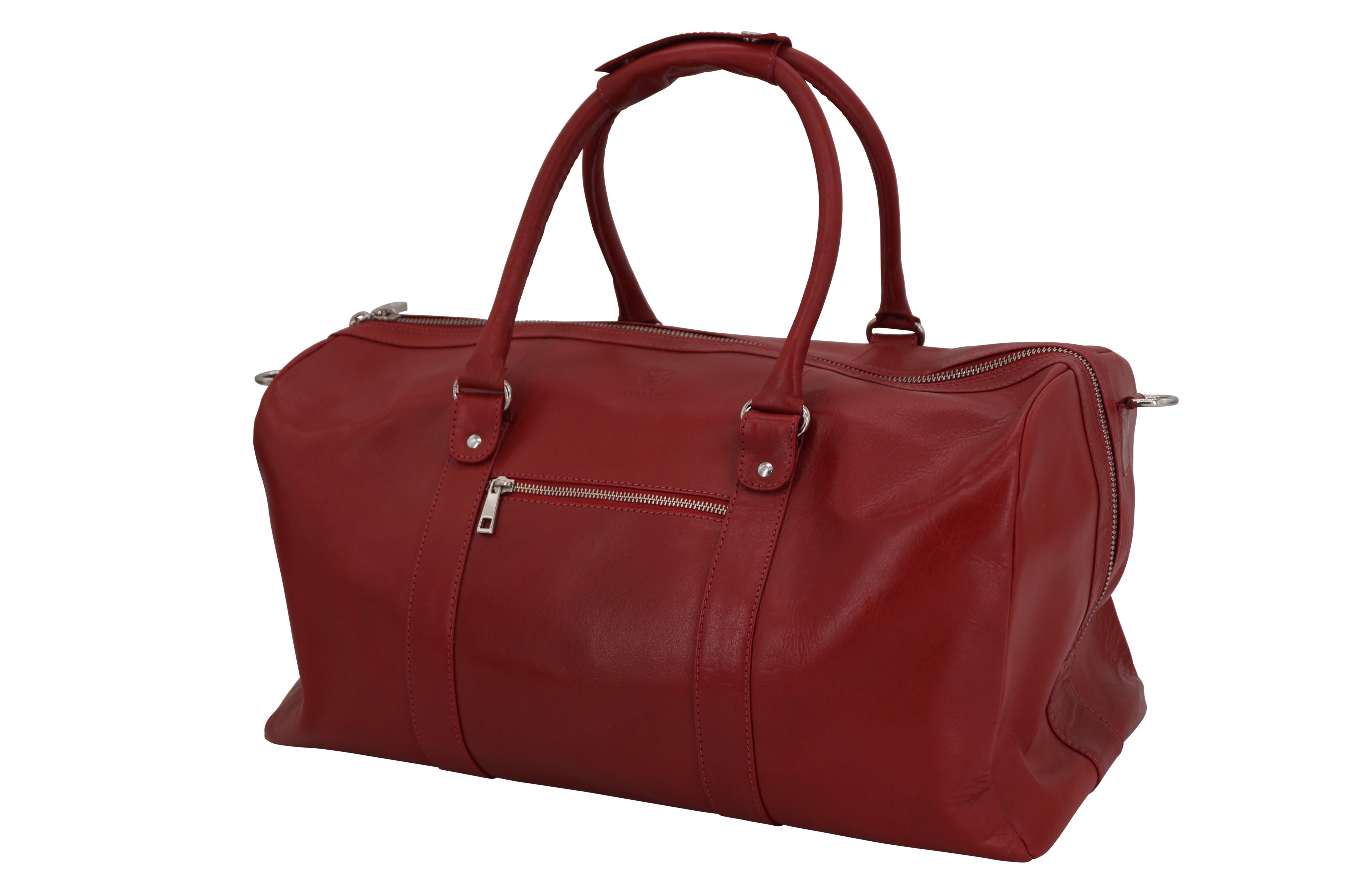 GERMANUS Weekender Reisetasche aus dickem Leder, Rot, 3600